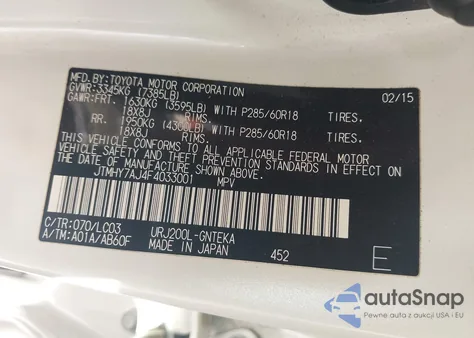 2015 Toyota Land Cruiser V8 from USA, damaged, VIN JTMHY7AJ4F4033001